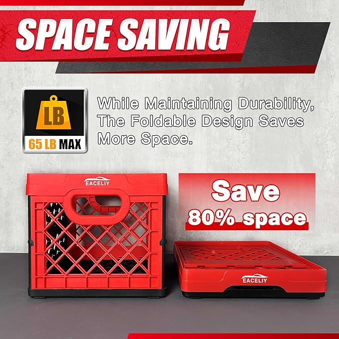 EACELIY 30.49L 2 PACKS Collapsible Stackable Storage Containers,2-Pack 30.49L Space-Saving Foldable Organizer Bins with Lids, Leakproof Kitchen Bathroom Garage Organizing Baskets