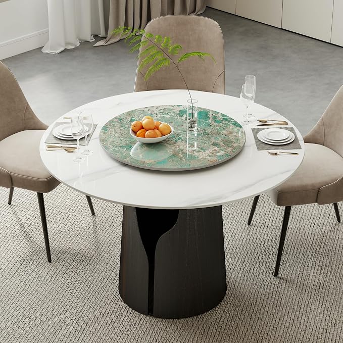 ZL ZELing 31.5" Lazy Susan Turntable – 360° Sinteredstone Silent Anti-Slip Turntable, Table Top Centerpiece for Kitchen, Pantry, Spice Rack, Refrigerator & Dining Table, Green