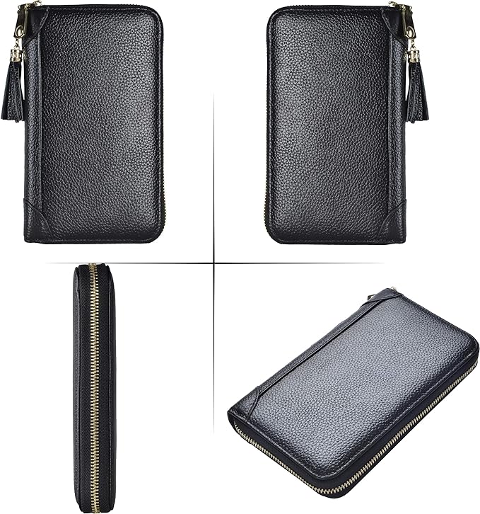 Easyoulife Credit Card Holder Wallet Womens Zipper Leather Case Purse RFID Blocking
