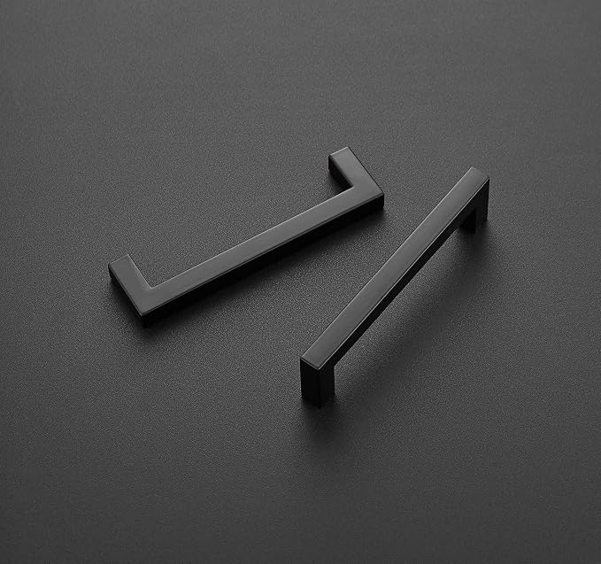 Ravinte Matte Black Square Cabinet Handles Drawer Pulls,5 Inch,45 Pack | Screws Included, Stainless Steel, Square Bar Grip, Easy Install, Kitchen Cabinet Hardware, For Cupboards, Drawers, Dressers