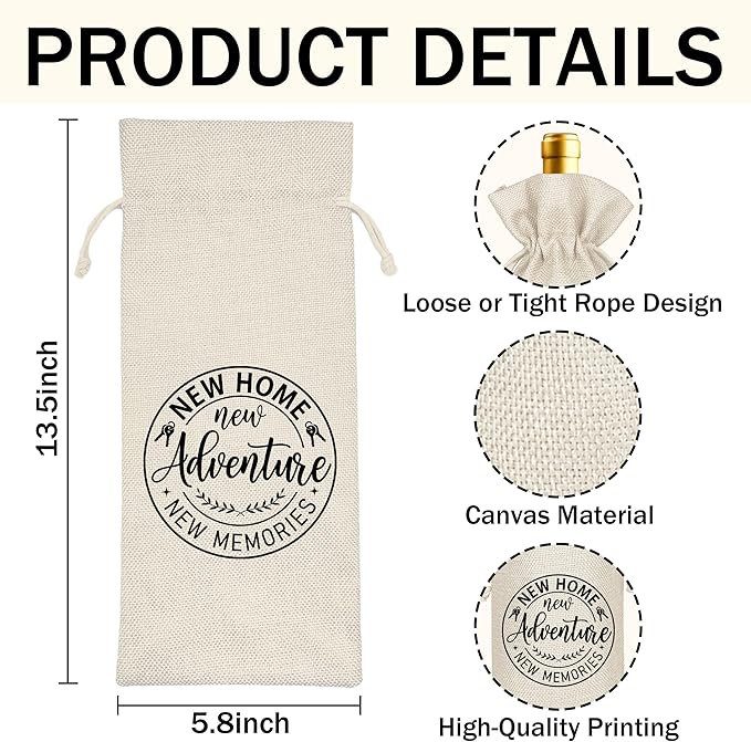 New Apartment Housewarming Gifts Pairs Well with a New Apartment Wine Gifts Bag First New Home Gift Housewarming Party Decorations House Warming Gift for Women Men Couple Reusable Wine Wrap Bag (A26)