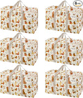VENO 6 Pack Heavy Duty Moving Bags, Extra Large Storage Bags with Reinforced Handles & Strong Zippers, Foldable & Reusable Moving Box Alternative for Clothes & Dorm Storage