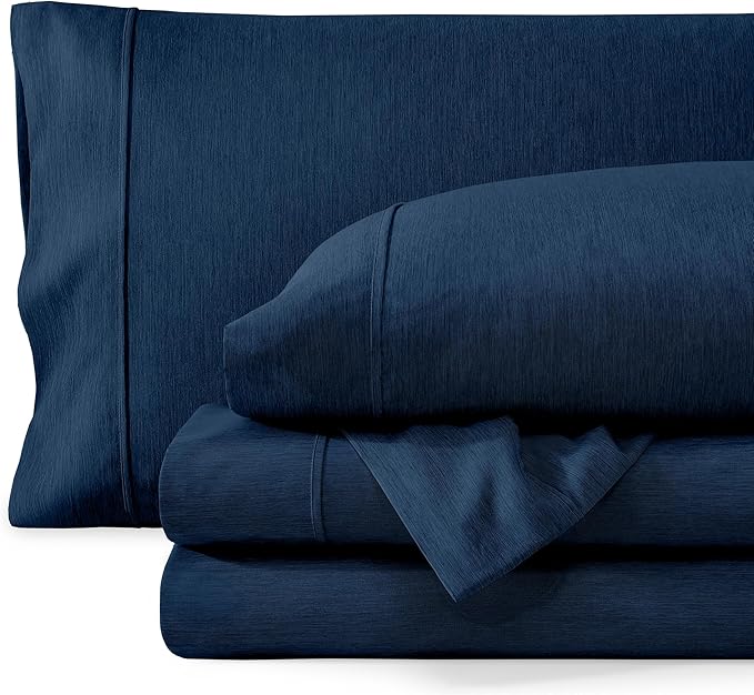 Bare Home King Sheet Set - Luxury 1800 Ultra-Soft Microfiber Double Brushed - Deep Pockets - Easy Fit - 4 Piece Set - Bedding Sheets & Pillowcases (King, Heathered Dark Blue)