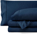 Bare Home Full XL Sheet Set - Luxury 1800 Ultra-Soft Microfiber Full Extra Long Sheets - Double Brushed - Deep Pockets - Easy Fit - 4 Piece Set (Full XL, Heathered Dark Blue)