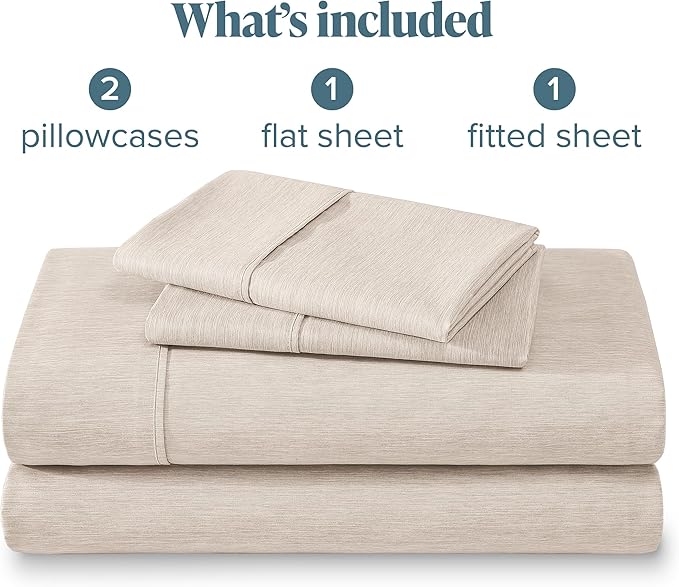 Bare Home King Sheet Set - Luxury 1800 Ultra-Soft Microfiber Double Brushed - Deep Pockets - Easy Fit - 4 Piece Set - Bedding Sheets & Pillowcases (King, Heathered Pebble)