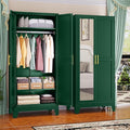 GAIOUS Metal Wardrobe Cabinet with Mirror and Hanging Rod, 71" Green | Clothing Storage Cabinets with 2 Doors and Adjustable Shelves, Armoire Wardrobe Closet for Bedroom, Laundry Room, Cloak Room