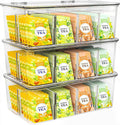 Utopia Home - Tea Bag Organizer With Lids, Clear Pantry Storage Box - (3 Pack) Stackable Partition Organizers or Holder With Lids For Drawers, Countertops, Fridge, Kitchen, Snack & Spice Organization