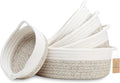 NaturalCozy 5-Piece Round Woven Cotton Rope Storage Baskets for Organizing, Small Shallow Nesting Set for Montessori Toys, Entryway Catchall, Fruit Bowl, Key Tray, Remote Holder, Nursery & Pet Toys