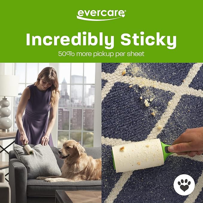 Evercare All Purpose Pet Hair Lint Roller with 2 Refills,180 Sheets –Reusable Sticky Roller for Pet Hair,Cat & Dog_Hair Remover,Lint Remover,Pet_Hair_Remover for Furniture,Clothing & Cars (Pack of 6)