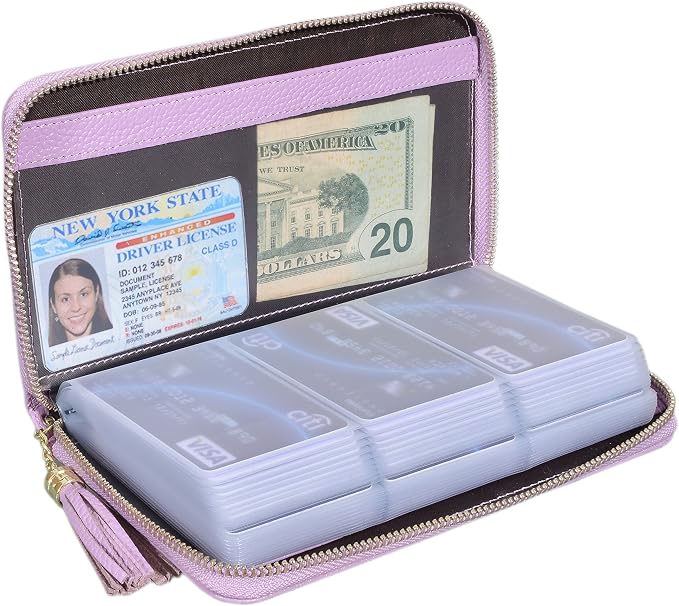 Easyoulife Credit Card Holder Wallet Womens Zipper Leather Case Purse RFID Blocking