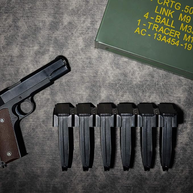Adoreal Magnetic ABS 6 Standard Double Stack Mag Rack Wall Mount, Wall Magazine Display, Detachable Wall Mags Storage Organization System, Precision Fit Glock 17, 19, 26, 31, 32, 33, 34 Mags