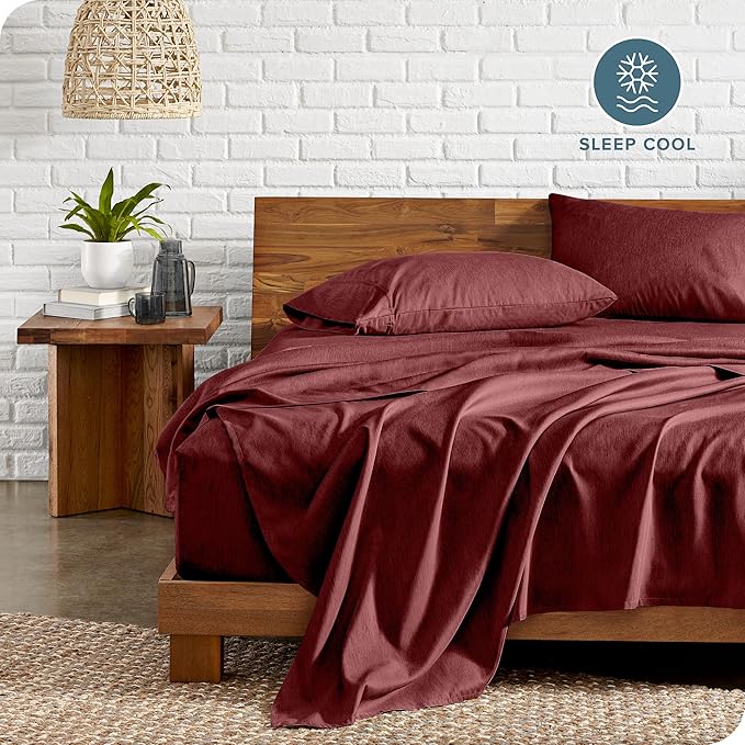Bare Home Full XL Sheet Set - Luxury 1800 Ultra-Soft Microfiber Full Extra Long Sheets - Double Brushed - Deep Pockets - Easy Fit - 4 Piece Set (Full XL, Heathered Rose)