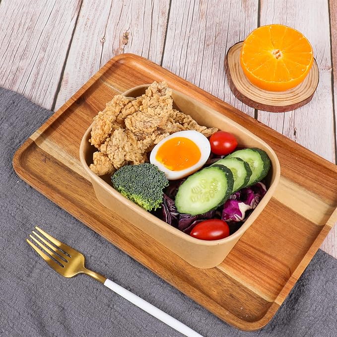 34 oz Disposable Kraft paper bowls with lids Food container 50 Pack