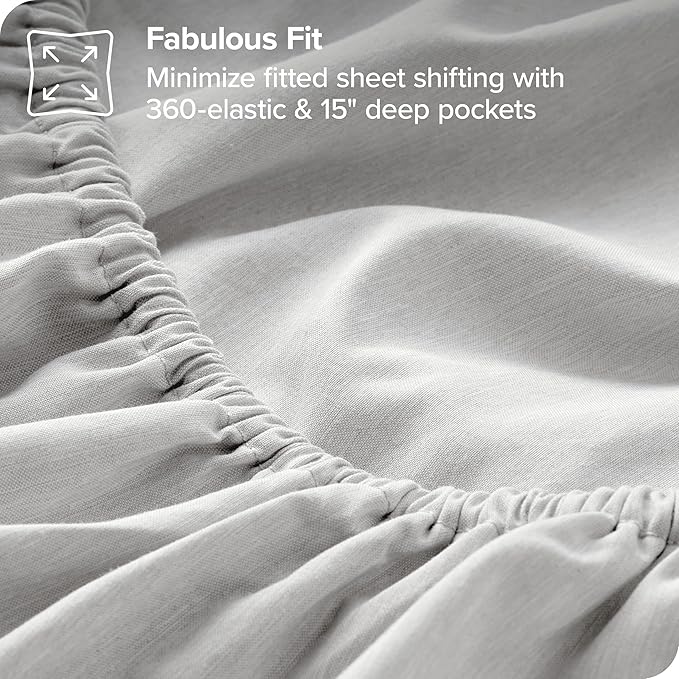 Bare Home Twin XL Sheet Set - College Dorm Size - 1800 Ultra-Soft Microfiber Bed Sheets - Deep Pockets - Easy Fit - Extra Soft - 3 Piece Set (Twin XL, Heathered Pewter)