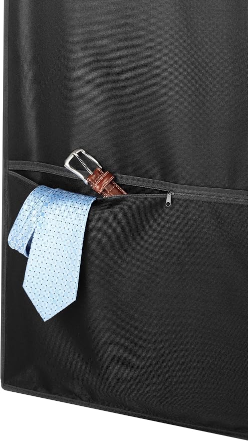 Whitmor Deluxe Garment Bag with Zipper Pocket, Heavy Duty 3" Gusset Clothes Cover for Suits, Dresses & Uniforms, Water-Repellent Polyester with ID Pocket & Accessory Pocket, 42'' 3 Pack Black