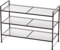 Simple Houseware 3-Tier Stackable Mesh Shoe Rack, Bronze