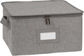 Covermates Keepsakes Zip-Top Storage Box Set, 3 Pack Heavy Duty Polyester Organizer Bins, Stackable Design, ID Window, Reinforced Handles, Closet Home Storage, Grey Heather