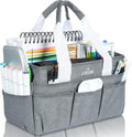 JJRING Craft Organizer Tote Bag, Art Storage Caddy with Multiple Pockets, Grey Sewing Bag for Art, Craft, Scrapbooking, Medical, and Office Supplies Storage