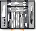 1 Pcs Utensil Drawer Silverware Organizer, Metal Mesh Expandable 13" ~24" Kitchen Drawer Organizer, 7-9 Slots Cutlery Tray Dividers for Kitchen Flatware Christmas Housewarming Gift (Black)