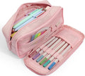 SUNEE Pencil Case, Large Capacity Pencil Pouch, Aesthetic Big Pen Bag 900D Oxford Pen Box for Office Stationery Organizer School Supplies Multifunctional for Teen Boys Girls Women Men, Pink