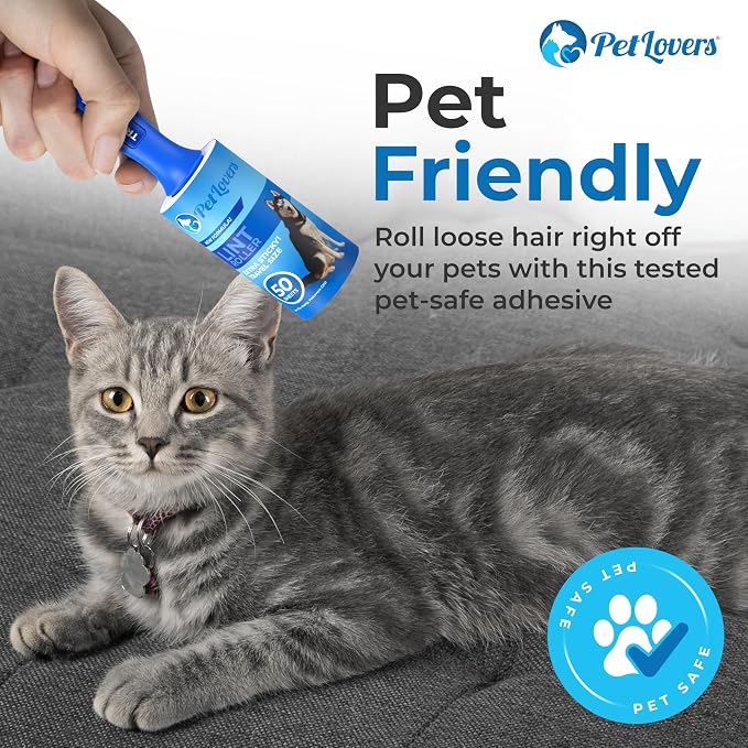 PetLovers Lint Rollers for Pet Hair Extra Sticky - Lint Remover for Clothes (2 Pack Travel Size)