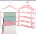 Velvet Pants Clothes Hanger Space Saving Non Slip Pants Shorts Hanger, Myfolrena Jeans Slack Trousers Hangers Multiple Velvet Hanger Closet Storage and Organization for Jeans,Scarf,Tie(Pink, 5)