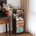 Makeup Organizer Cart with Drawers, Make up Organizers for Vanity, Floor Skincare Organizers- for Cosmetics, Nail Polish, Art Supply, Bathroom Vanity Desktop Organizer (Flower)
