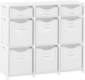 Cube Storage Organizer with 9 Storage Bins Included – Storage Cubes for Home Organization, Toy Storage, Office Storage, Living Room Storage, and General Storage Solution (White-Grey)
