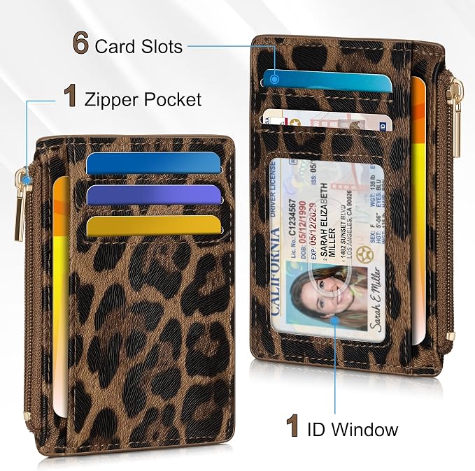 Tipmile Womens Credit Card Holder Wallet, Small Slim RFID Blocking Sleeve | Mini Tiny Cute ID Case, Minimalist Zipper Pocket Wallet, Thin Coin Purse, Mothers Gift