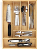 Pristine Bamboo Silverware Organizer, 6-Slot, Small Deep Brown | Small Extra-Deep Wooden Kitchen Drawer Organizer, 6 Slots for Spoons, Forks, Knives – Bamboo Utensil Divider