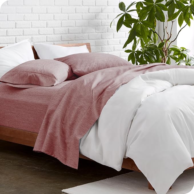 Bare Home Twin XL Sheet Set - College Dorm Size - 1800 Ultra-Soft Microfiber - Deep Pockets - Easy Fit - Extra Soft - 3 Piece Set - Bed Sheets (Twin XL, Heathered Rosewood)