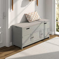 ChooChoo Shoe Storage Bench with Lift Top Storage & Cushioned Seats | 41.3" Entryway Bench with 3 Compartments & Adjustable Shelf, for Entryway, Grey
