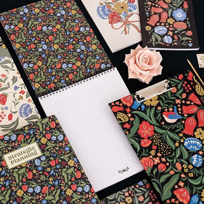 Steel Mill & Co Large Top Spiral Notebook College Ruled, 11" x 8.5" with Artist-Designed Cover and 160 Lined Pages, Wanderlust Black