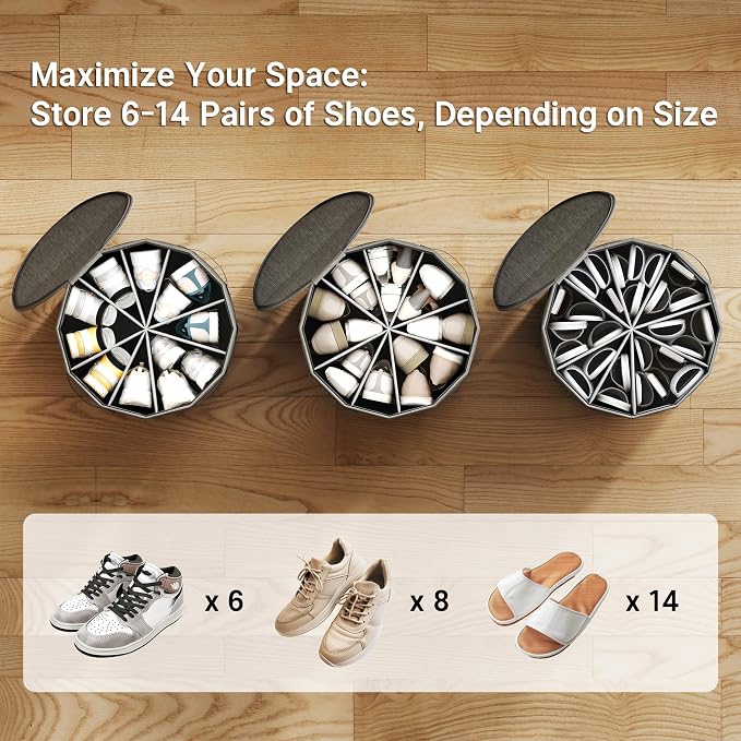 Vailando Round Shoe Organizer, Fan Dividers for Wide Shoes & Boots, Gray, 2 Pack (Gray, 2 PACK)