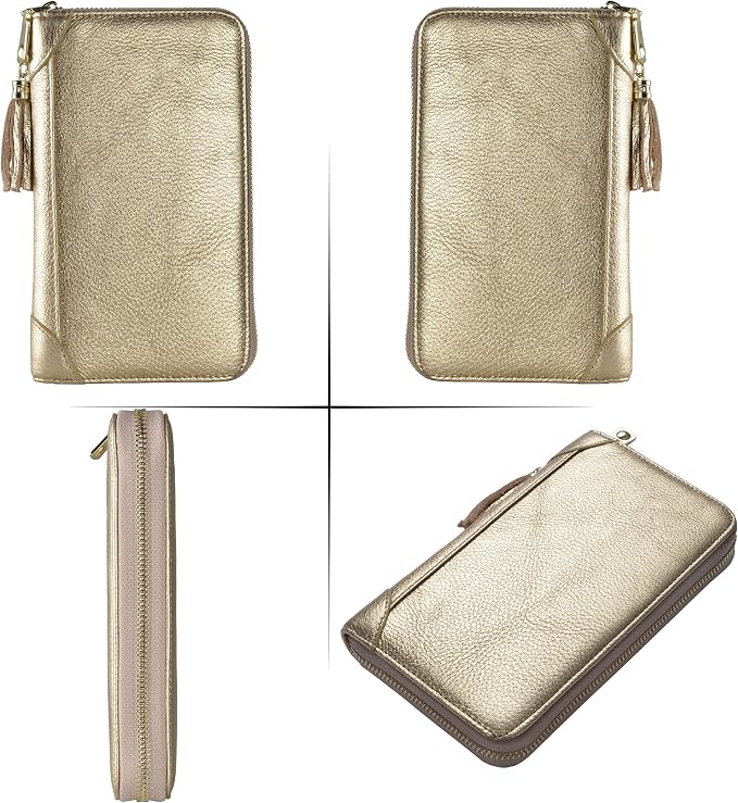 Easyoulife Credit Card Holder Wallet Womens Zipper Leather Case Purse RFID Blocking