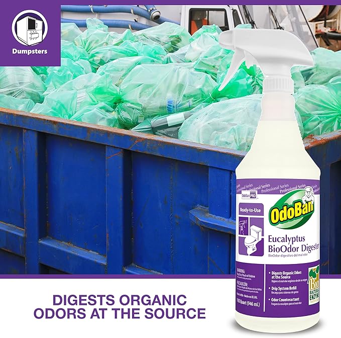 OdoBan Professional Cleaning Ready-to-Use BioOdor Digester Harsh Aroma Counteractant, Made in the USA, Eucalyptus Scent, 12-Pack, 32 Ounce Sprays Each