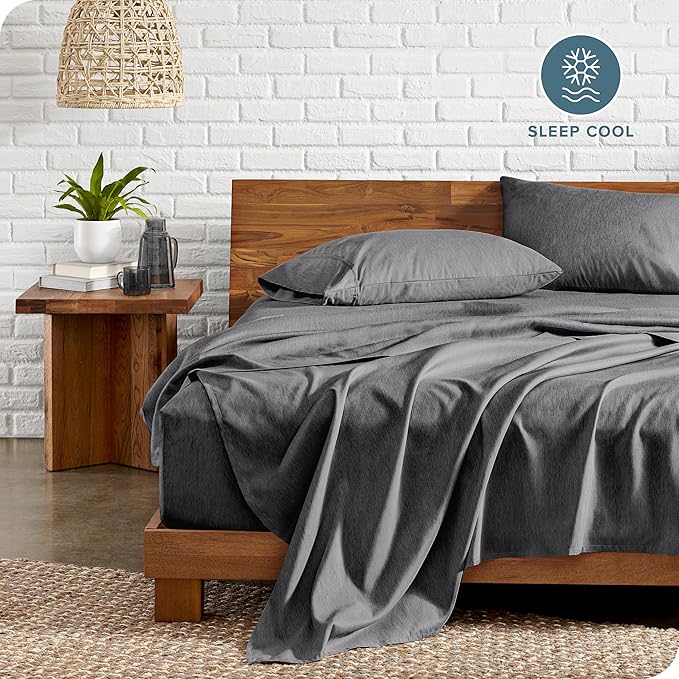 Bare Home Full XL Sheet Set - Luxury 1800 Ultra-Soft Microfiber Full Extra Long Sheets - Double Brushed - Deep Pockets - Easy Fit - 4 Piece Set (Full XL, Heathered Grey)