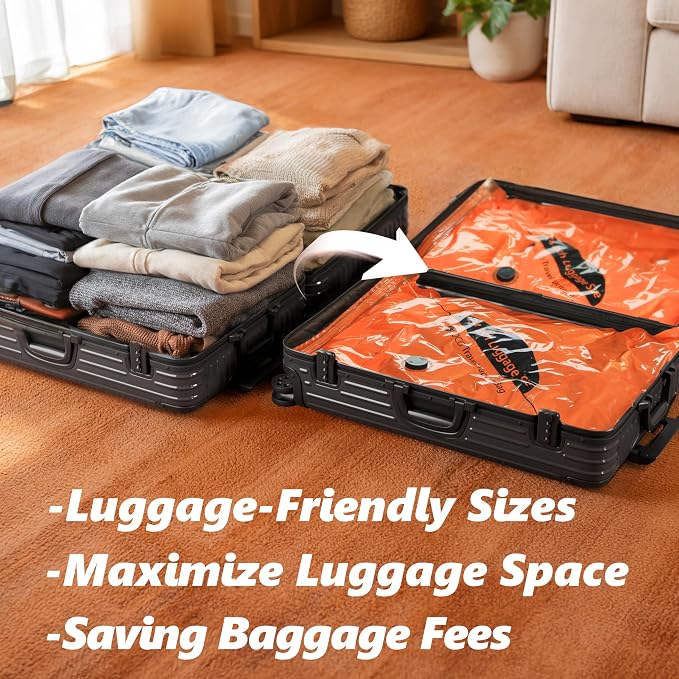SUOCO 16 Pack Vacuum Seal Bags for Clothing Travel with Wireless Pump, 3 Sizes (20/24/28 Inch) Compression Packing Cubes for Luggage Suitcase