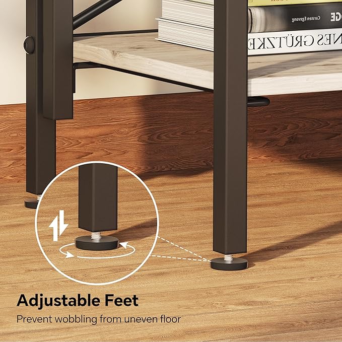 Homeiju Folding Bookshelf,5 Tier Bookcase Foldable Shelf with X-Bracket Design, Adjustable Feet, Space Saving Storage for Living Room, Office