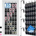 Over the Door Shoe Organizer, 2025 Upgrade 35 Large Pockets for Shoe Storage, Hanging Shoe Holder with Metal Hook, Clear Shoe Rack for Closet Bathroom Door Space Saving - Black/White
