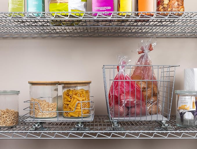 Household Essentials Nickel-Plated Steel Basket Organizer with Clear Plastic Liner