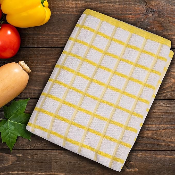 Urban Villa Terry Kitchen Towels 100% Cotton Dish Towels for Kitchen (Set of 6) 20”x30” Dish Cloths Absorbent Kitchen Linen Set with Hanging Loop Perfect for Drying Dishes Cleaning – Multi Color