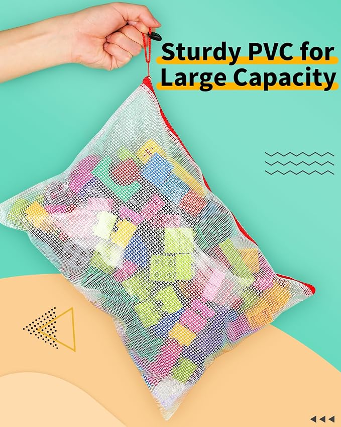 Smarpau 24pcs Mesh Zipper Pouch, 8 Sizes 8 Colors Plastic Zipper Bags for Organizing, Multipurpose Waterproof Document Pouches for Office, Travel, Home Board Game Storage