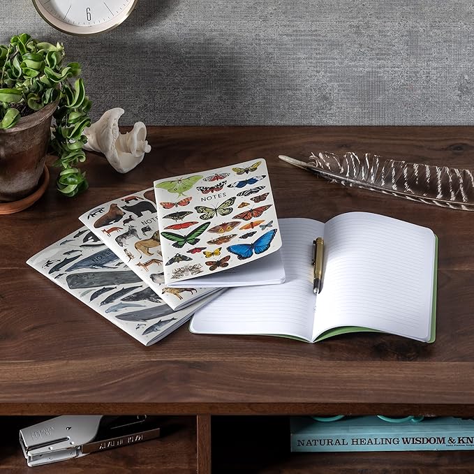 High Note Animal Themed Composition Notebook Journal, 3 Pack, 5.75" x 8.25", 64 Wide Ruled Pages, Small Notebooks for School, Journaling, Writing, Planner, by Kelsey Oseid
