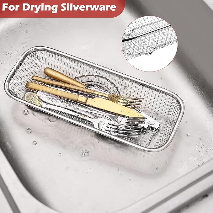 4Pack Stainless Steel Tumbler Cup Lid Organizer Inside Cabinet, Mason Jar Lid Holder, Rectangular Basket for Storage of Silverware, Chopsticks, straws and Utensils