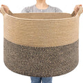 Goodpick Large Wicker Basket for Blankets, Baby Toy Storage Basket, 85L | 21.7 x 21.7 x 13.8 In Baby Storage Basket for Nursery, Blanket Basket for Living Room, Laundry Basket for Towels, Jute