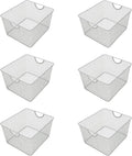 YBM Home Kitchen Pantry Organizer Wire Basket for Shelves, Cabinets, Pantry, Countertop, Mesh Open Storage Bin Metal Basket for Organizing Food Supplies 10” x 9” x 6”, Pack of 6, Silver