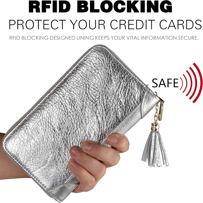 Easyoulife Credit Card Holder Wallet Womens Zipper Leather Case Purse RFID Blocking