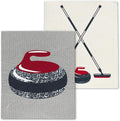 Abbott Collection Curling Rock & Brooms Dishcloths. Set of 2-6.5X8 L