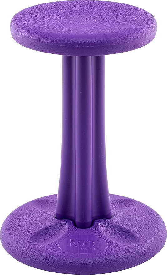 KORE DESIGN Wobble Stool Chair, Girls + Boys Kid Desk Stools, Ergonomic Small Office Chairs, Flexible Seating for Active Kids, ADD/ADHD, Classroom, School, Home, Pre-Teen (18.7in) Age 10-11 yr, Purple